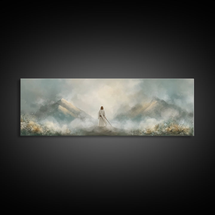 Hills of Consolation | Framed Canvas Print | Christian Wall Art | Jesus Painting | Panoramic Painting | Christian Art Canvas | Christian Ch