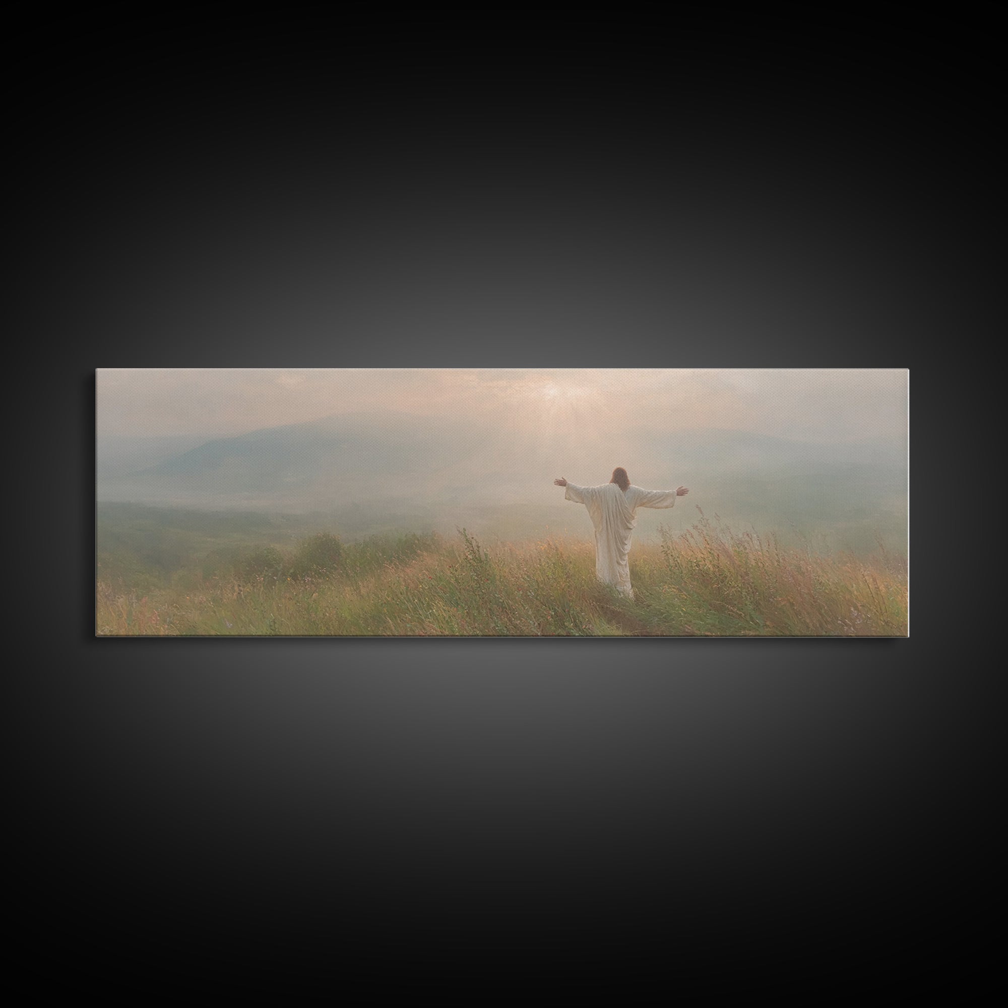 Crowned In Sunrise | Framed Canvas Print | Christian Wall Art | Jesus Painting | Panoramic Print | Christian Art Canvas | Christmas Art Wor