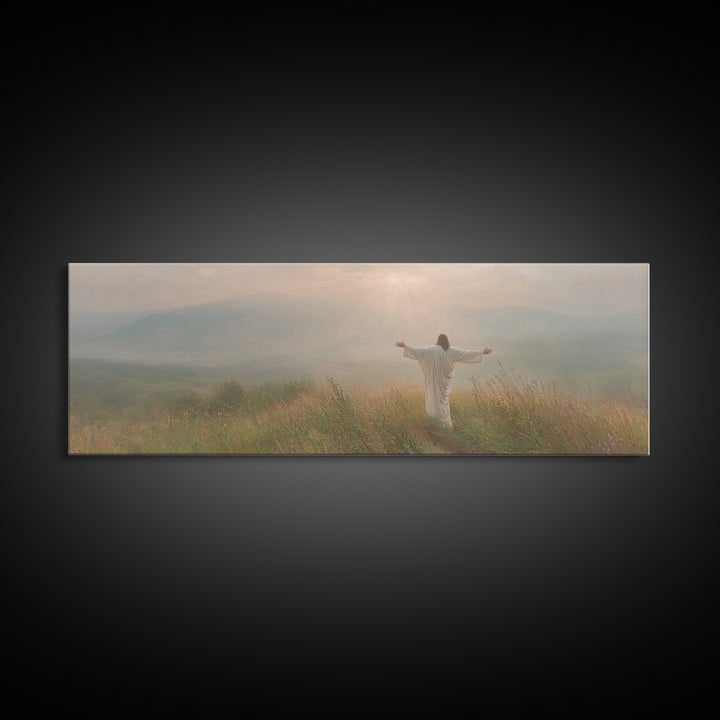 Crowned In Sunrise | Framed Canvas Print | Christian Wall Art | Jesus Painting | Panoramic Print | Christian Art Canvas | Christmas Art Wor