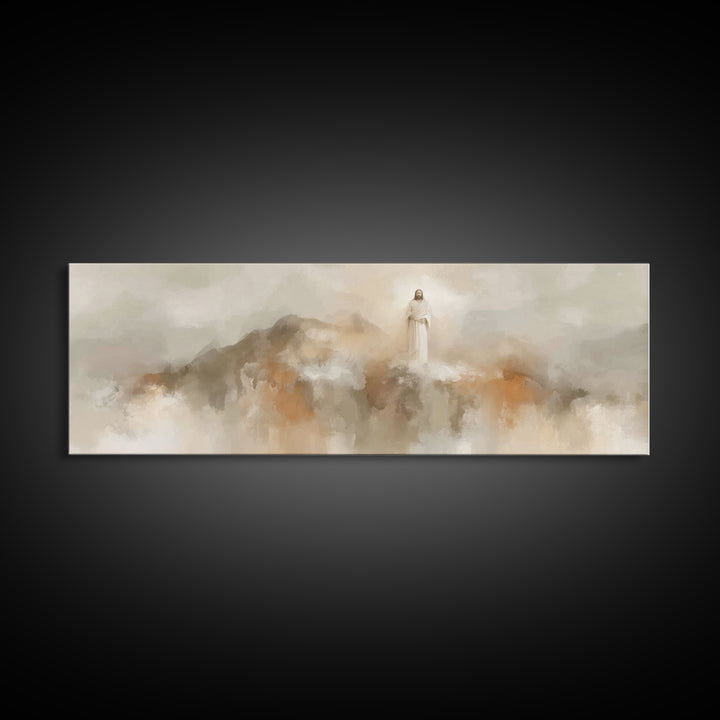 Gathered In Faith, Framed Canvas Print, Christian Wall Art, Jesus Painting, Panoramic Painting, Christian Art Canvas, Christian Art Print,