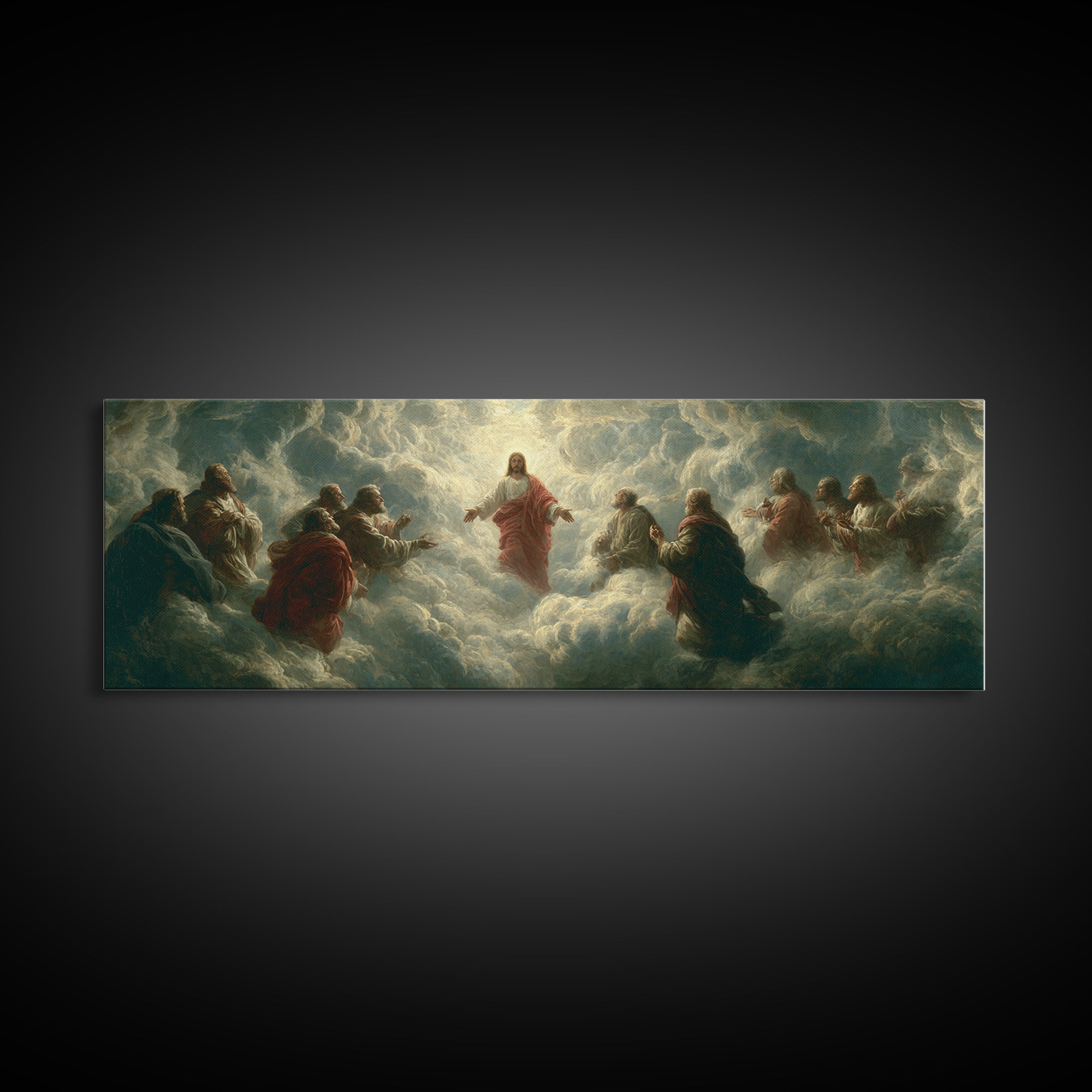Sacred Mountain Light - Framed Canvas Print - Christian Wall Art - Jesus Painting - Panoramic Frame - Christian Art Canvas - Christian Chri