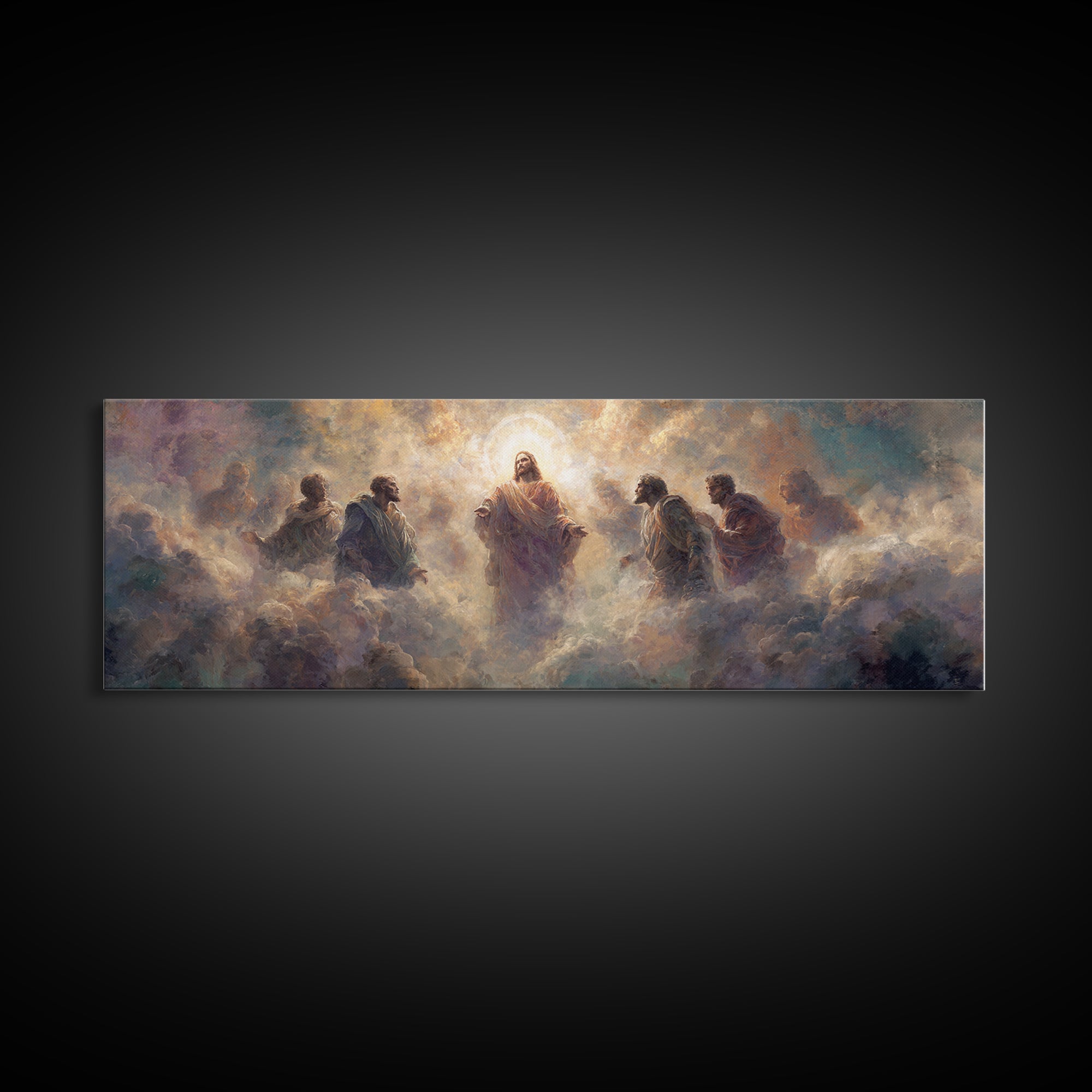 Circle Of Light | Framed Canvas Print | Christian Wall Art | Panoramic Painting | Jesus Painting | Christian Art Canvas | Large Christian A