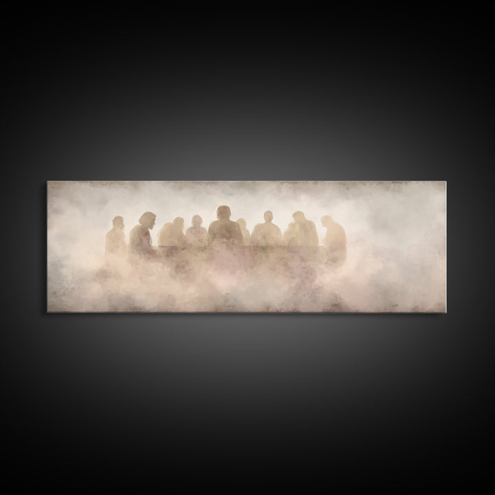 Upper Room Silence, Framed Canvas Print, Christian Wall Art, Panoramic Frame, Christian Art Canvas, Jesus Painting, Large Christian Paintin