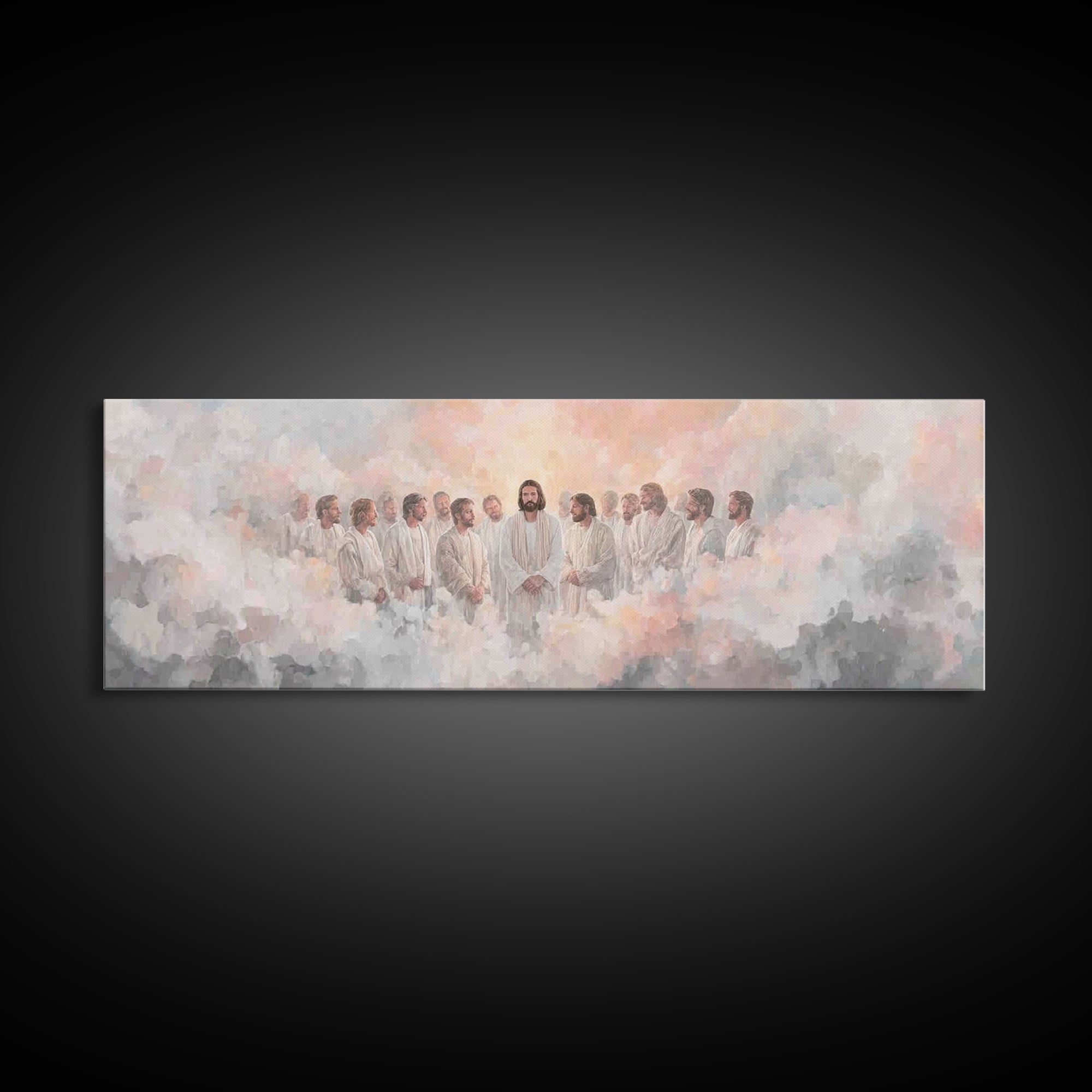 Celestial Assembly – Framed Canvas Print – Christian Wall Art – Panoramic Painting – Jesus Painting – Christian Art Canvas – Large Christia
