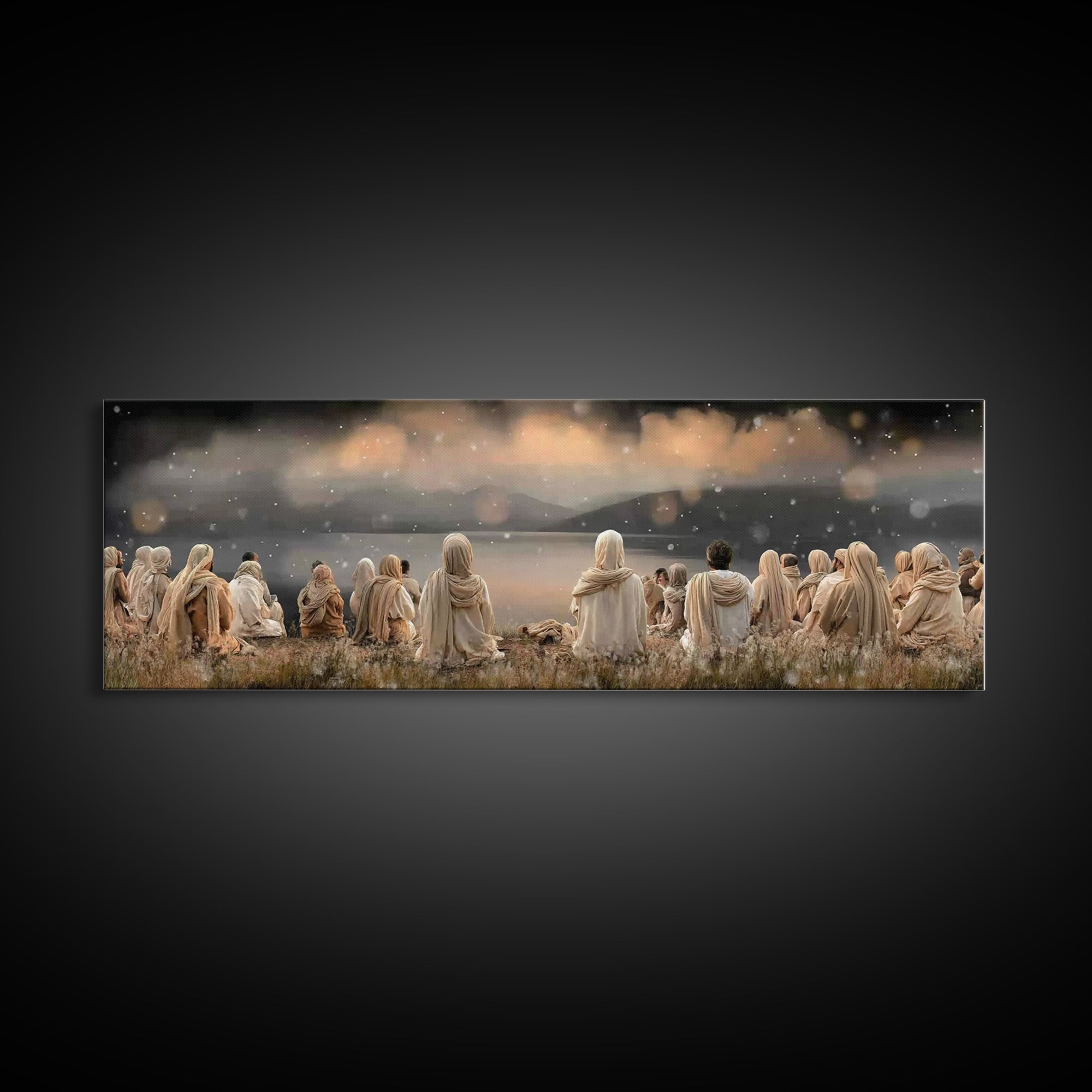 Twilight Disciples | Framed Canvas Print | Christian Wall Art | Panoramic Print | Jesus Painting | Christian Art Canvas | Moody Christian A