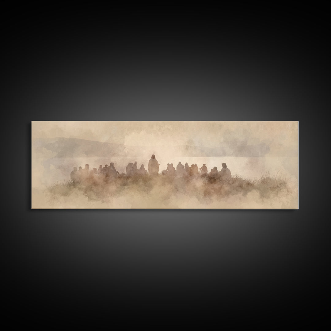 Quiet Hillside Grace | Framed Canvas Print | Christian Art | Panoramic Wall Art | Jesus Canvas Art | Christian Paintings | Christmas Art