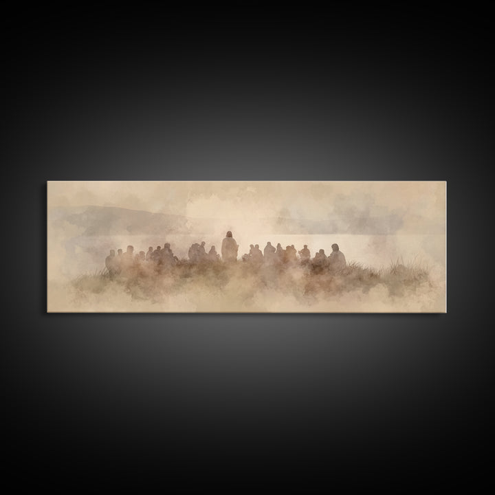 Quiet Hillside Grace | Framed Canvas Print | Christian Art | Panoramic Wall Art | Jesus Canvas Art | Christian Paintings | Christmas Art
