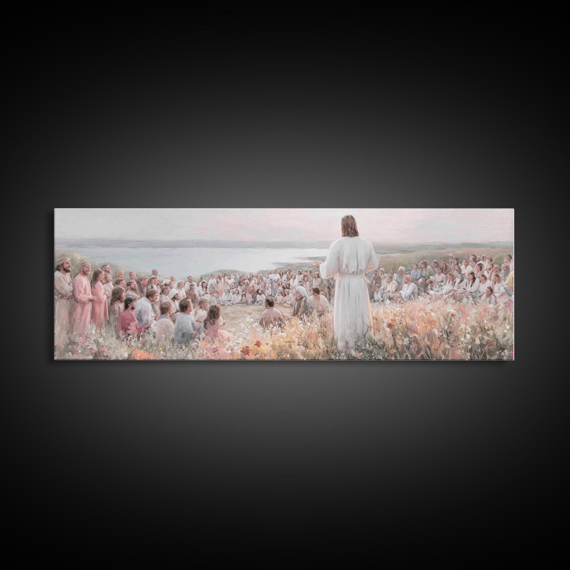 Dawn Of Mercy, Framed Canvas Print, Christian Painting, Panoramic Print, Modern Christian Art, Jesus Wall Art, Christian Christmas