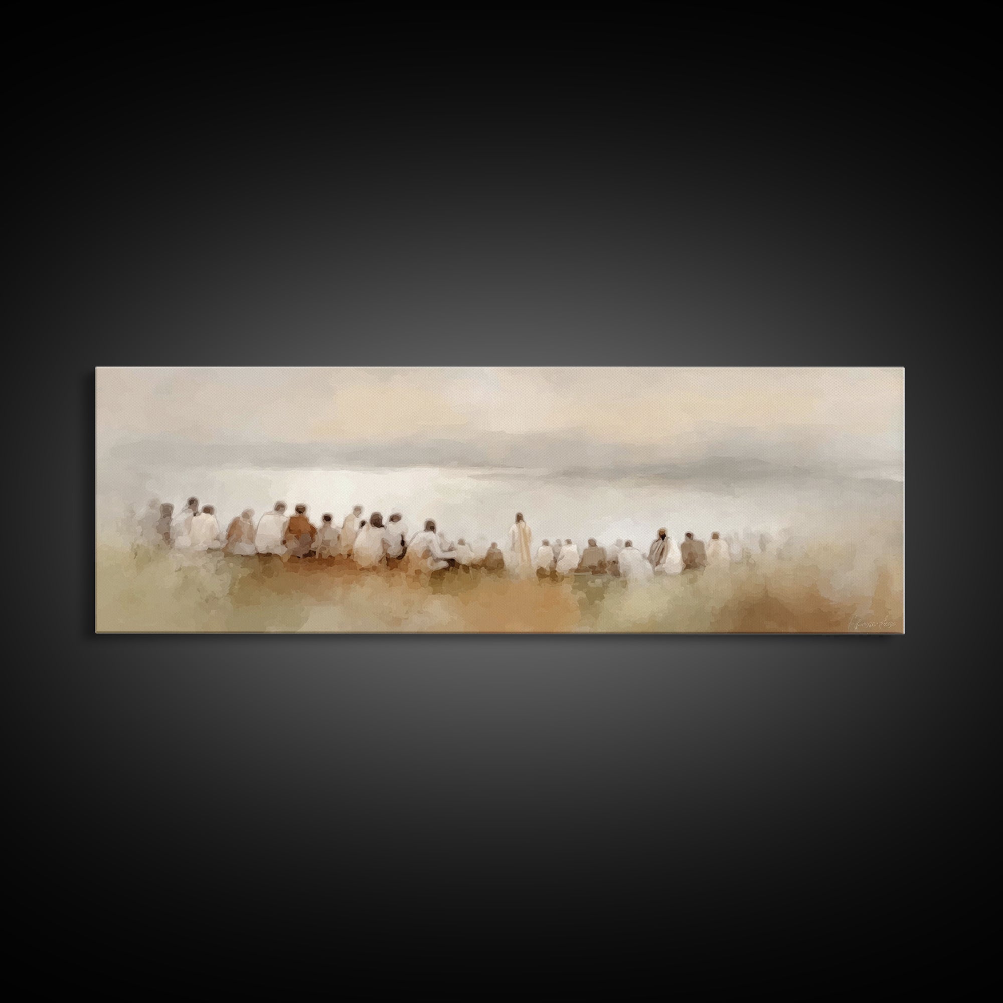 Heavenly Meadow Peace – Framed Canvas Print – Christian Art Print – Panoramic Painting – Jesus Art Print – Christian Wall Art – Christmas A