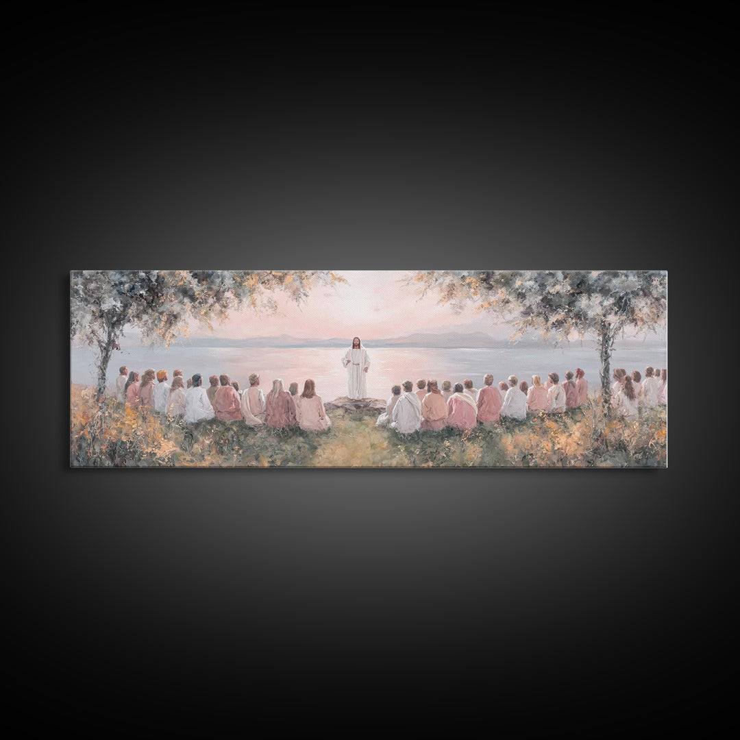 Twilight Of Blessings | Framed Canvas Print | Christian Art Work | Panoramic Art | Jesus Painting Canvas | Christian Christmas Decor | Chri