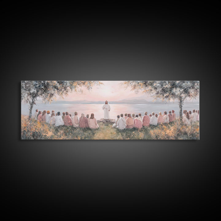Twilight Of Blessings | Framed Canvas Print | Christian Art Work | Panoramic Art | Jesus Painting Canvas | Christian Christmas Decor | Chri