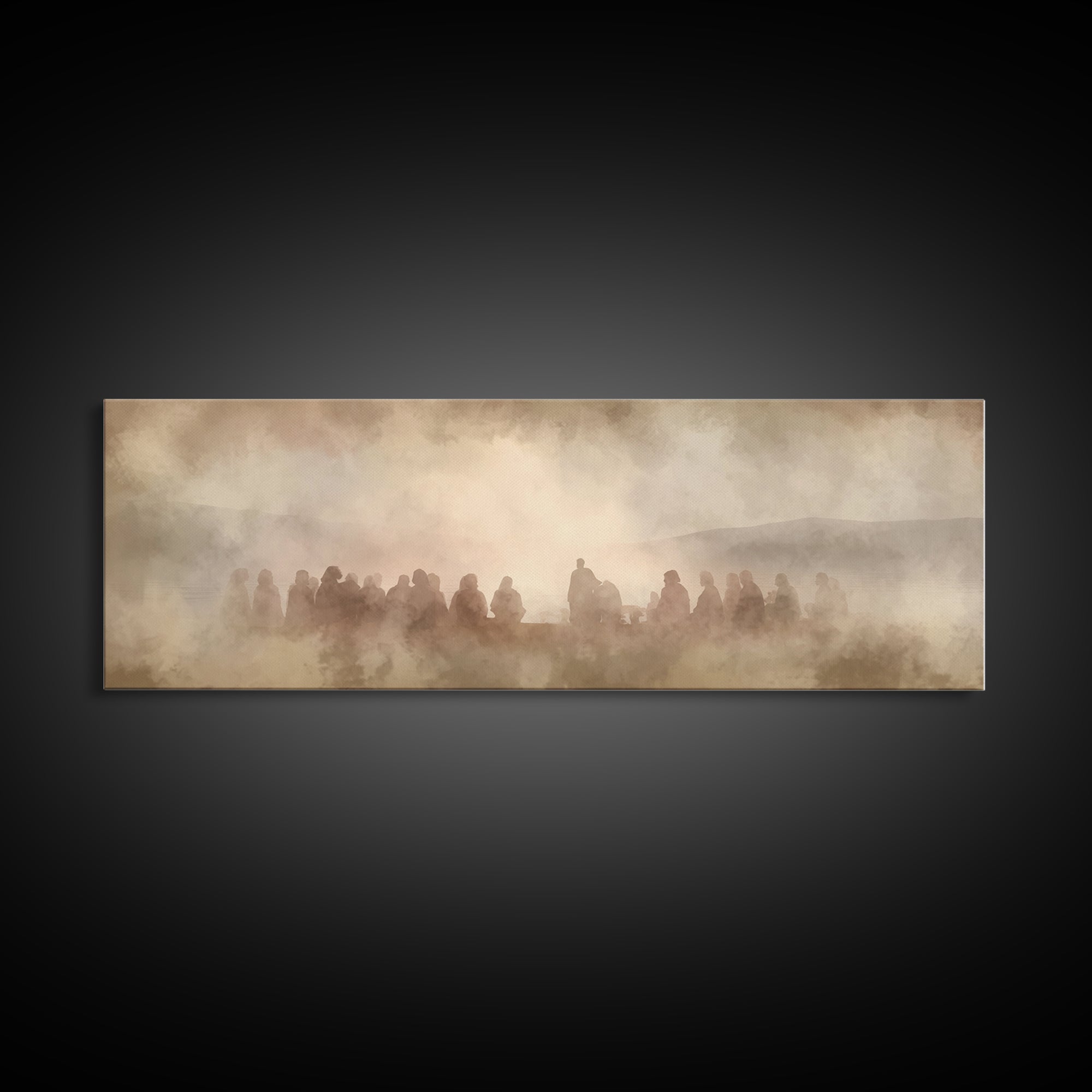 Circle Of Peace, Framed Canvas Print, Christian Decor For Home, Panoramic Painting, Jesus Art Print, Christian Art Canvas, Christmas Art
