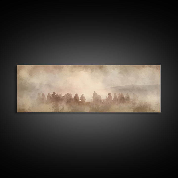 Circle Of Peace, Framed Canvas Print, Christian Decor For Home, Panoramic Painting, Jesus Art Print, Christian Art Canvas, Christmas Art