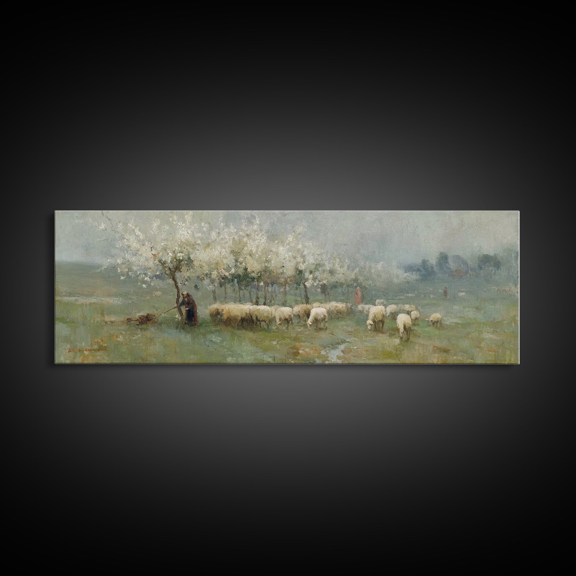Fields Of Stillness | Framed Canvas Print | Panoramic Frame | Christian Art Work | Jesus Painting Canvas | Christian Decorations | Christia