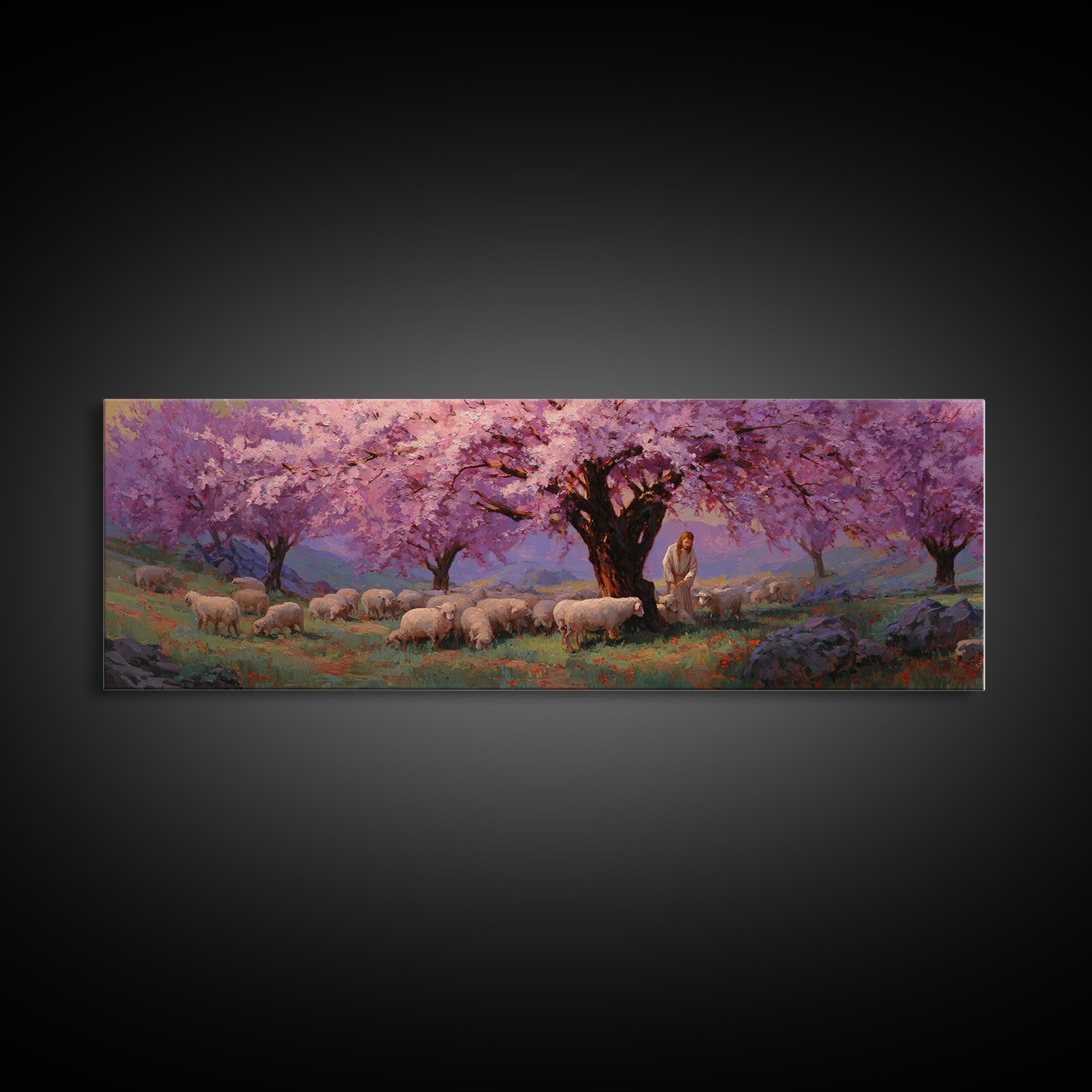 Petal Haven Light | Framed Canvas Print | Panoramic Print | Christian Wall Art | Jesus Painting | Christian Art Gift | Christian Canvas Art