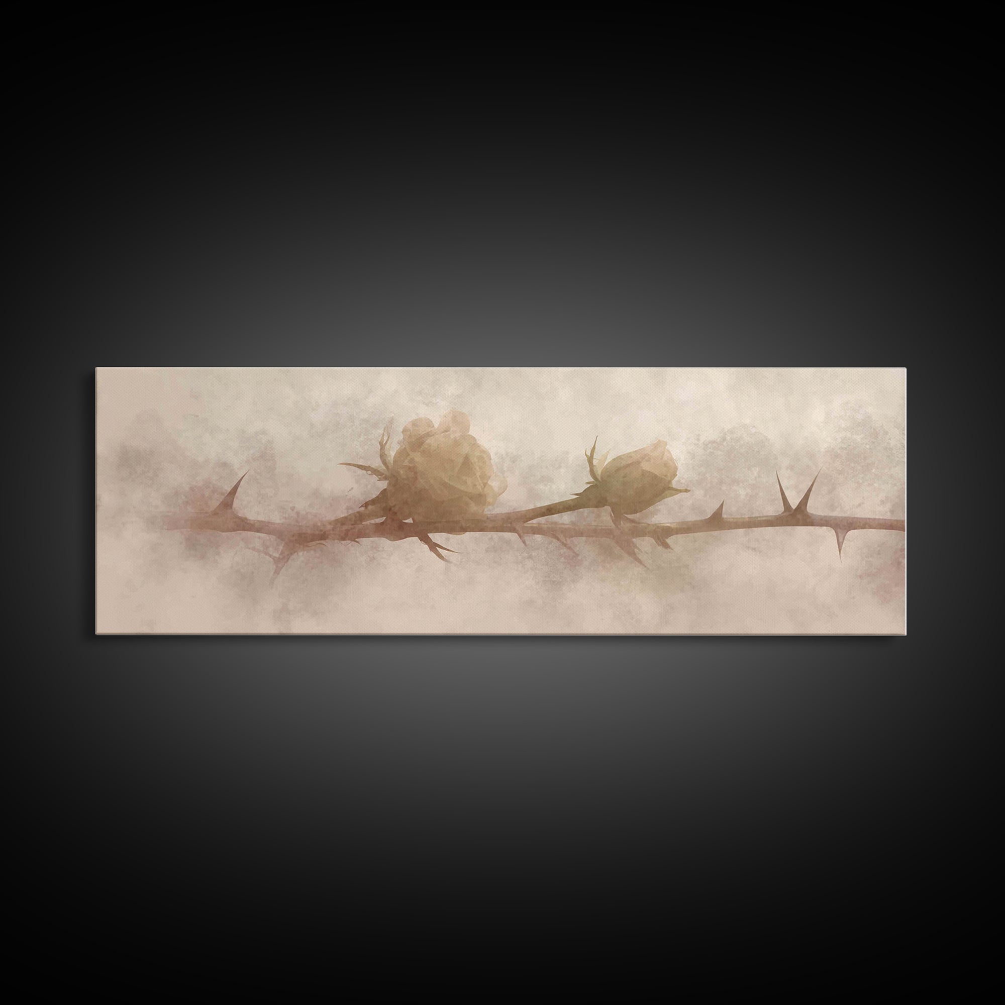 Thorned Mercy Path, Framed Canvas Print, Panoramic Wall Art, Christian Art Canvas, Christian Painting, Modern Christian Art, Christian Wall