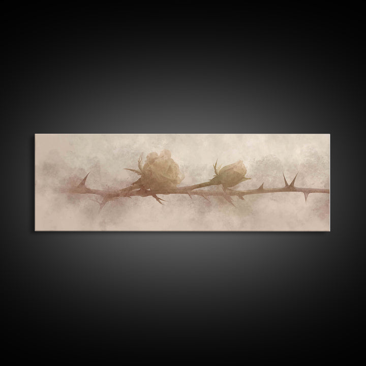 Thorned Mercy Path, Framed Canvas Print, Panoramic Wall Art, Christian Art Canvas, Christian Painting, Modern Christian Art, Christian Wall