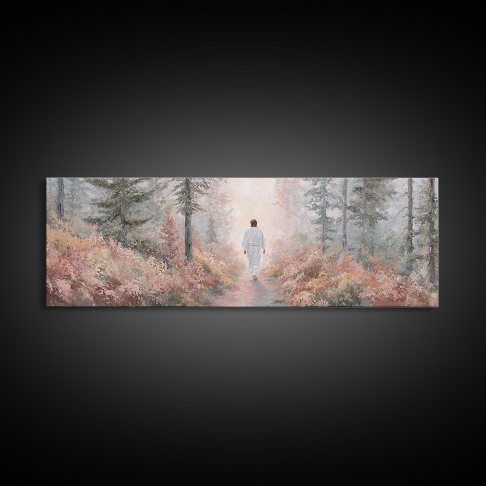 Light Of The Way, Framed Canvas Print, Panoramic Wall Art, Christian Art Canvas, Jesus Painting, Christian Christmas Art, Christian Wall Ar