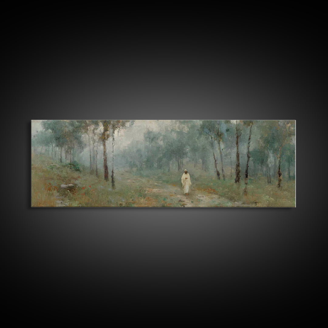 Forest Of Mercy - Framed Canvas Print - Panoramic Painting - Christian Wall Art - Jesus Painting - Christian Art Work - Christmas Art