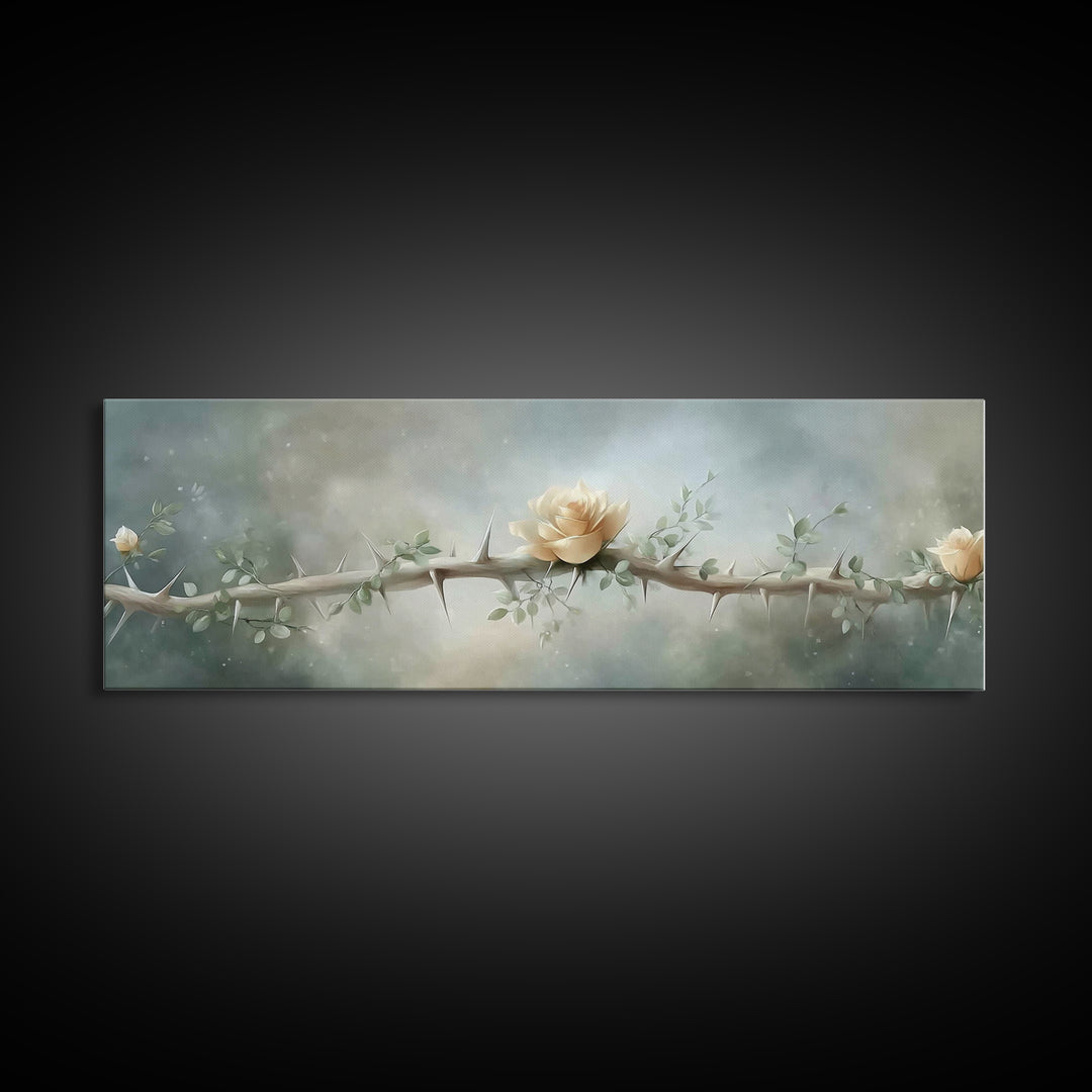 Risen Rose Light | Framed Canvas Print | Panoramic Painting | Christian Art Print | Christian Wall Art | Subtle Christian Art | Christian D