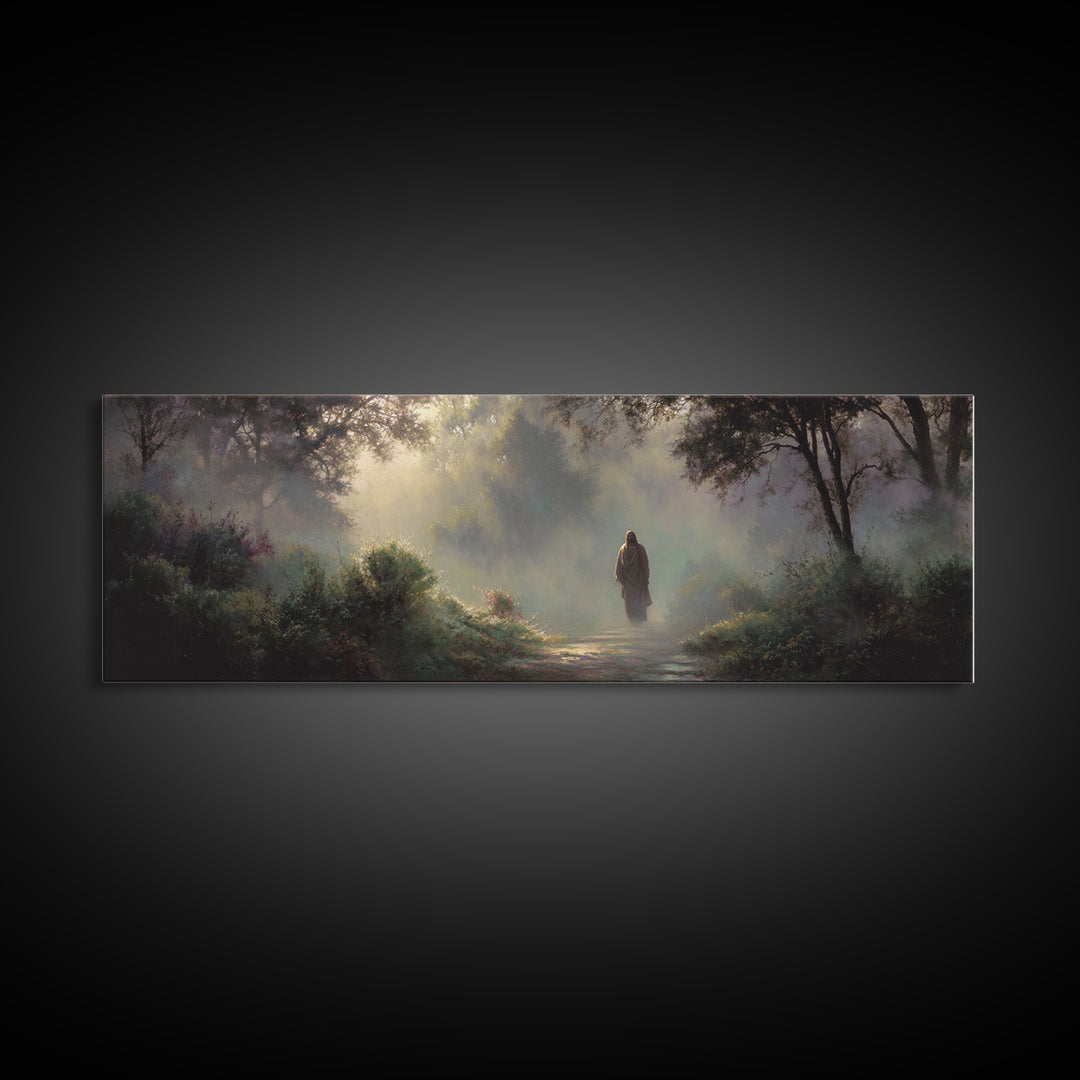 Light Through Eden – Framed Canvas Print – Panoramic Wall Art – Christian Art Canvas – Jesus Painting – Christian Art – Christian Christmas
