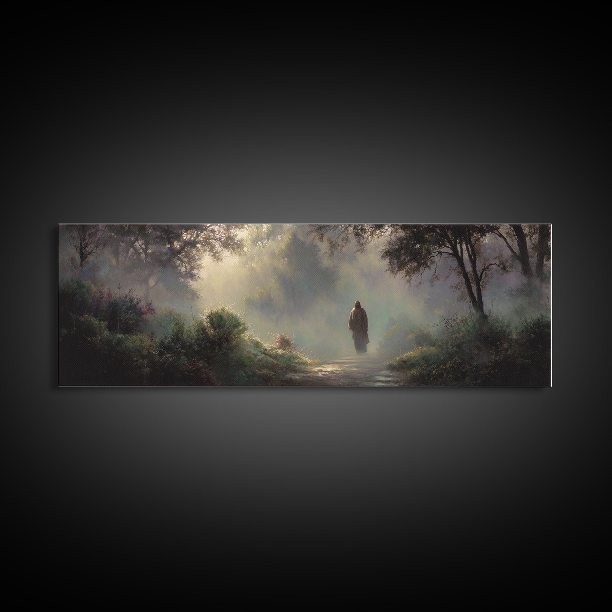 Light Through Eden – Framed Canvas Print – Panoramic Wall Art – Christian Art Canvas – Jesus Painting – Christian Art – Christian Christmas