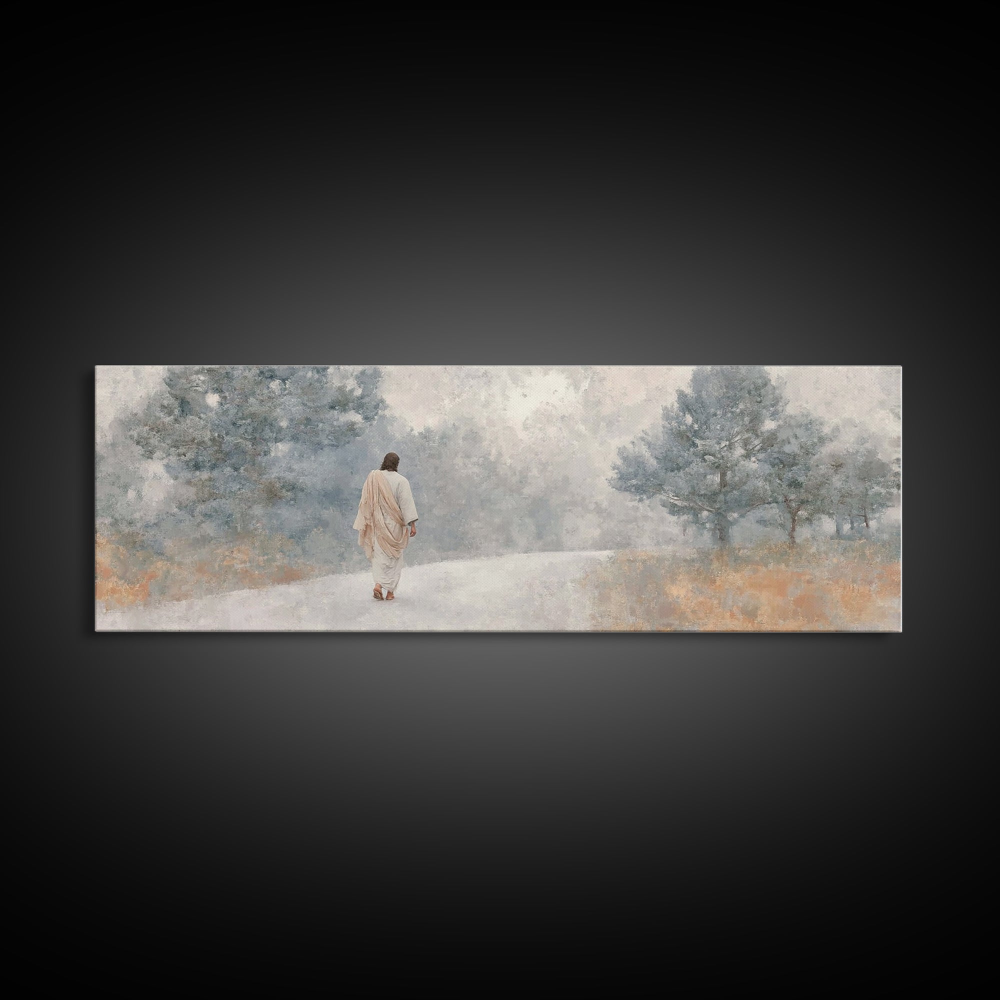 Walk Of Promise, Framed Canvas Print, Panoramic Print, Christian Art Canvas, Jesus Painting, Christian Christmas Art, Christian Decor