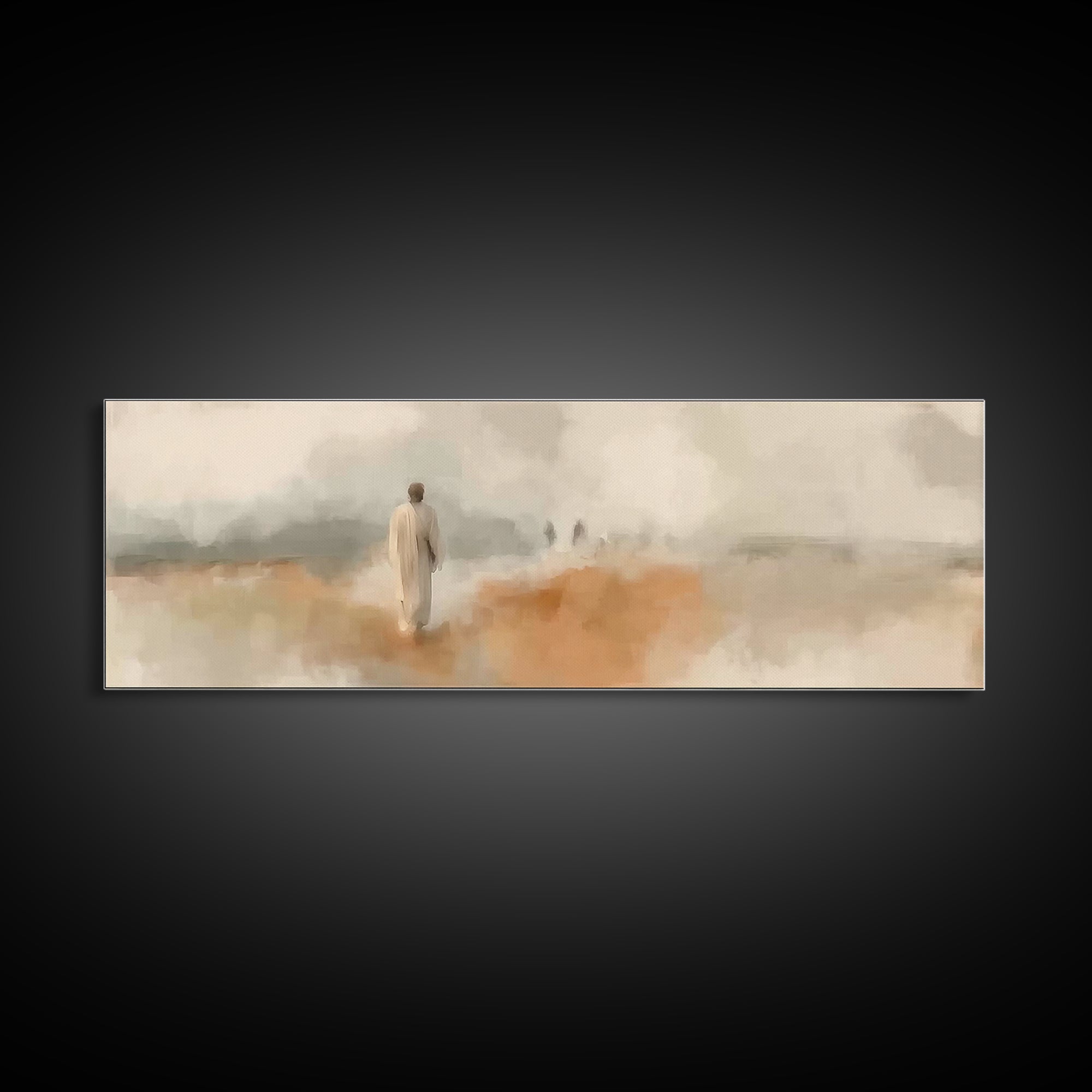 Grace In The Mist | Framed Canvas Print | Panoramic Wall Art | Christian Art Print | Jesus Painting | Christian Decorations | Christmas Art