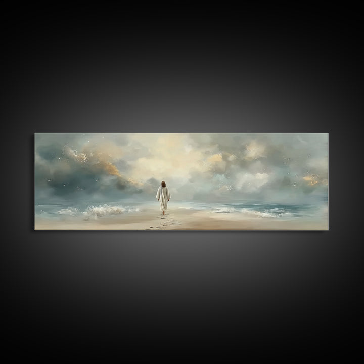 Dawn Of Mercy | Framed Canvas Print | Panoramic Frame | Christian Art Canvas | Jesus Painting | Christian Christmas Art | Christian Decor