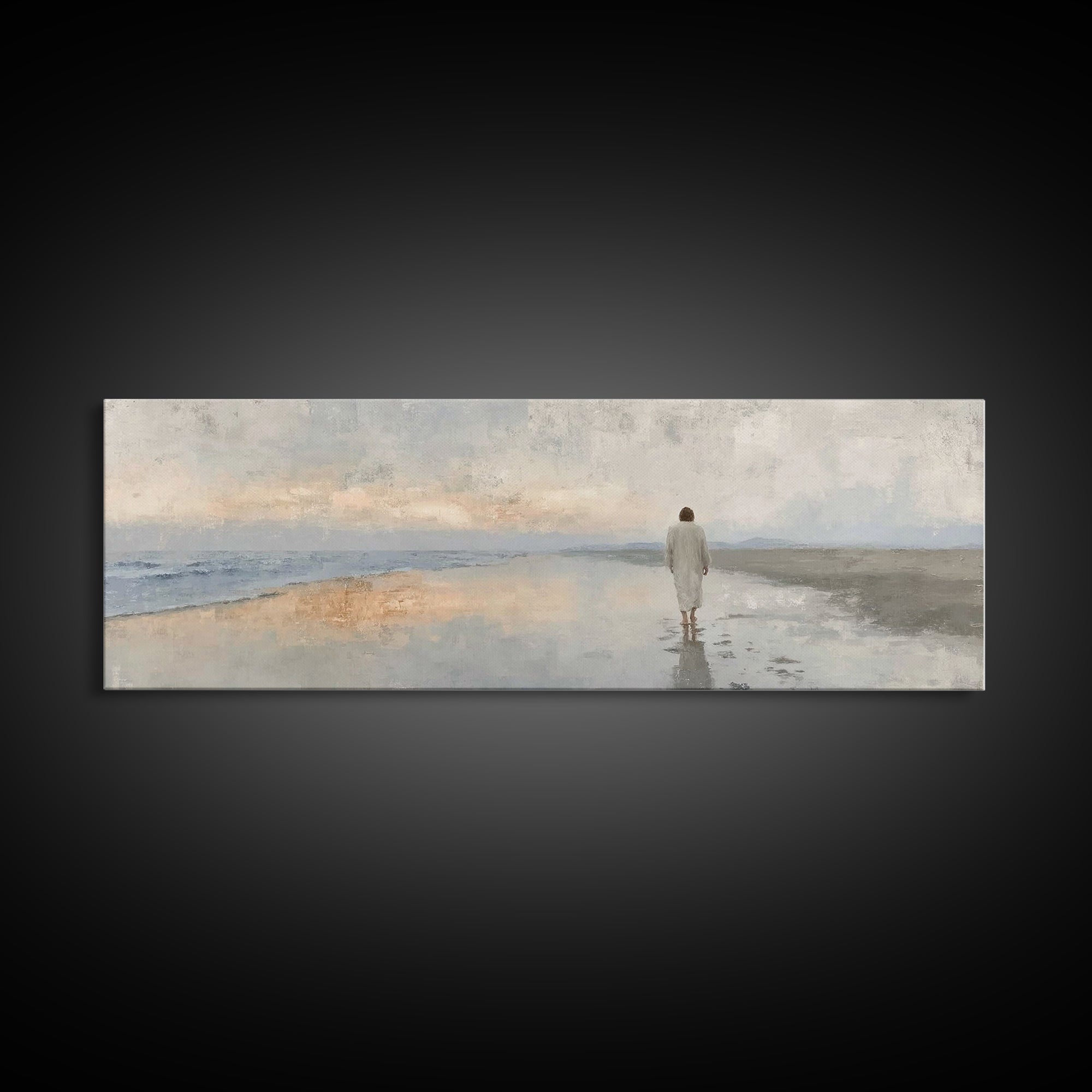 Heaven’s Footsteps – Framed Canvas Print – Panoramic Art – Christian Art Work – Jesus Art Print – Christian Wall Art – Christmas Art