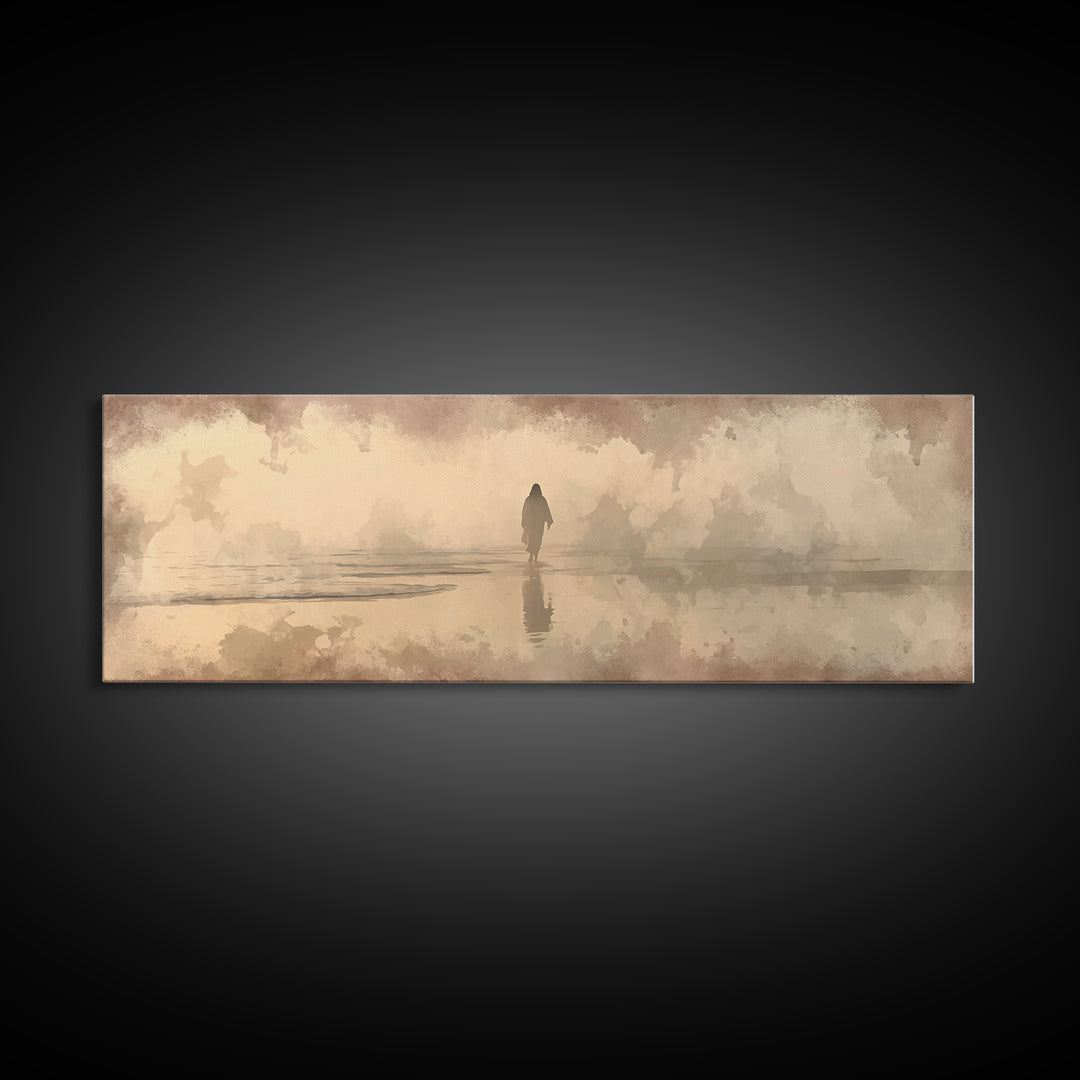Desert Dawn Path – Framed Canvas Print – Christian Wall Art – Jesus Painting – Panoramic Art – Christian Art Canvas – Christmas Art