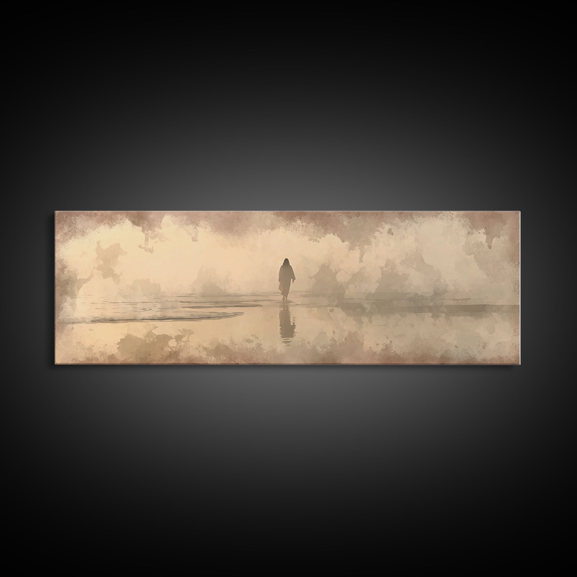 Desert Dawn Path – Framed Canvas Print – Christian Wall Art – Jesus Painting – Panoramic Art – Christian Art Canvas – Christmas Art