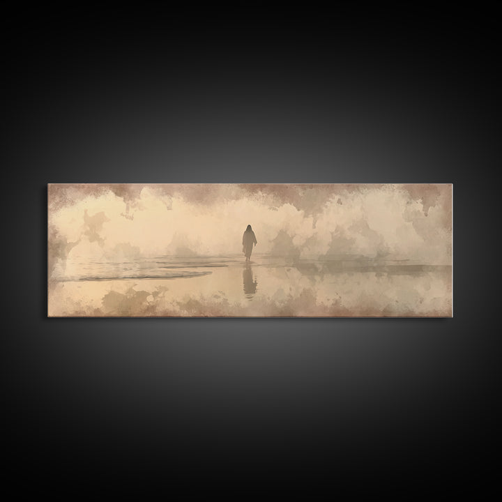 Desert Dawn Path – Framed Canvas Print – Christian Wall Art – Jesus Painting – Panoramic Art – Christian Art Canvas – Christmas Art