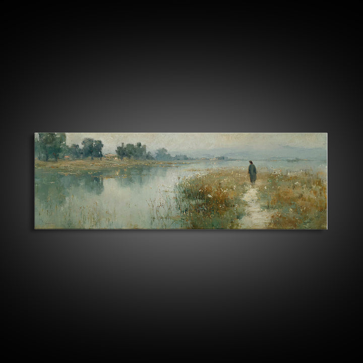 Valley Of Peace | Framed Canvas Print | Christian Art Canvas | Panoramic Art | Jesus Painting | Christian Wall Art | Christmas Art