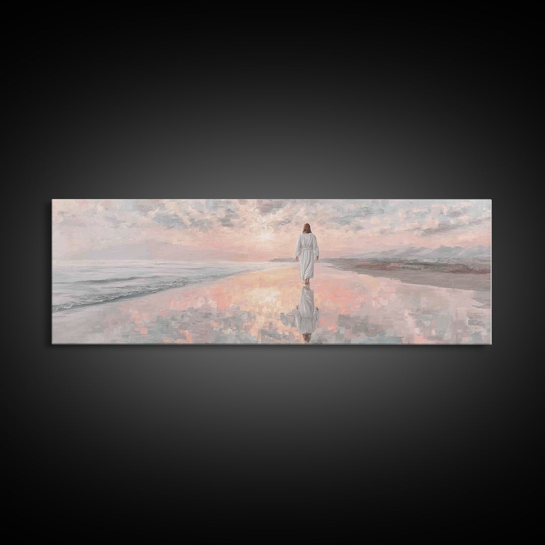 Reflections Of Grace, Framed Canvas Print, Christian Art Canvas, Panoramic Painting, Jesus Painting, Christian Wall Art, Christmas Art
