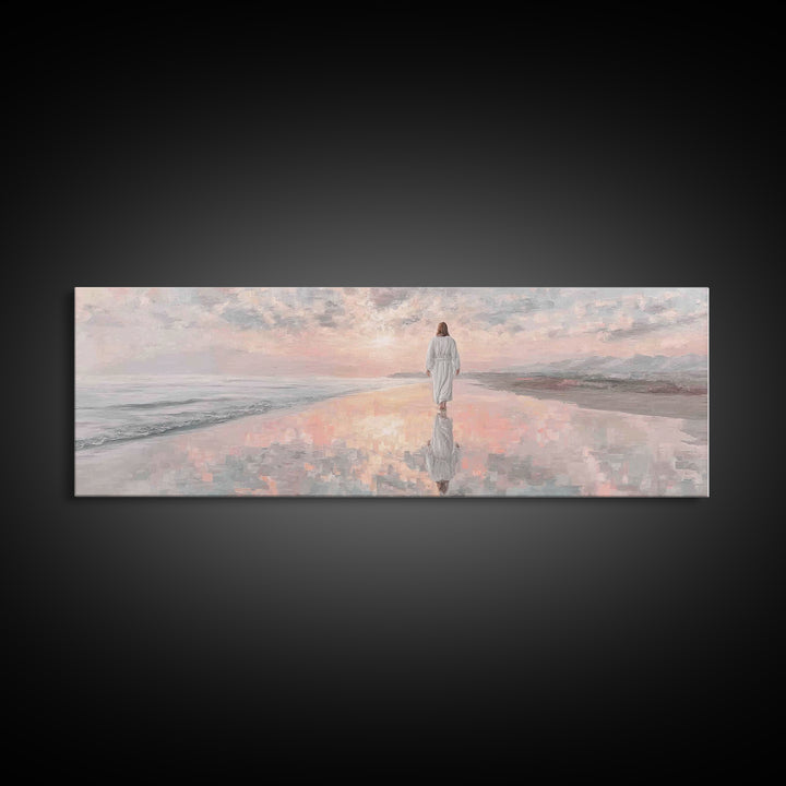 Reflections Of Grace, Framed Canvas Print, Christian Art Canvas, Panoramic Painting, Jesus Painting, Christian Wall Art, Christmas Art