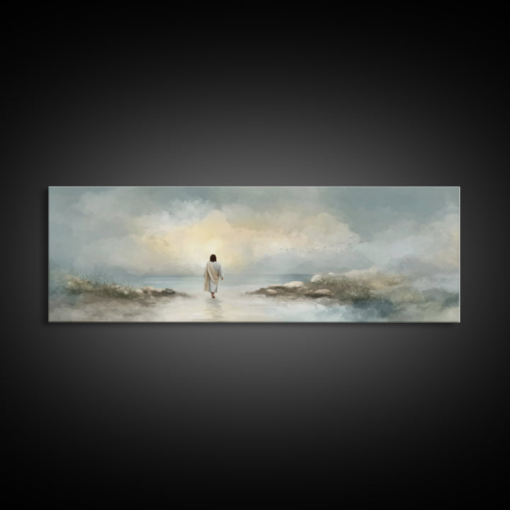 Beacon Of Dawn – Framed Canvas Print – Panoramic Art – Christian Wall Art – Christian Art Canvas – Jesus Painting – Christian Christmas Art