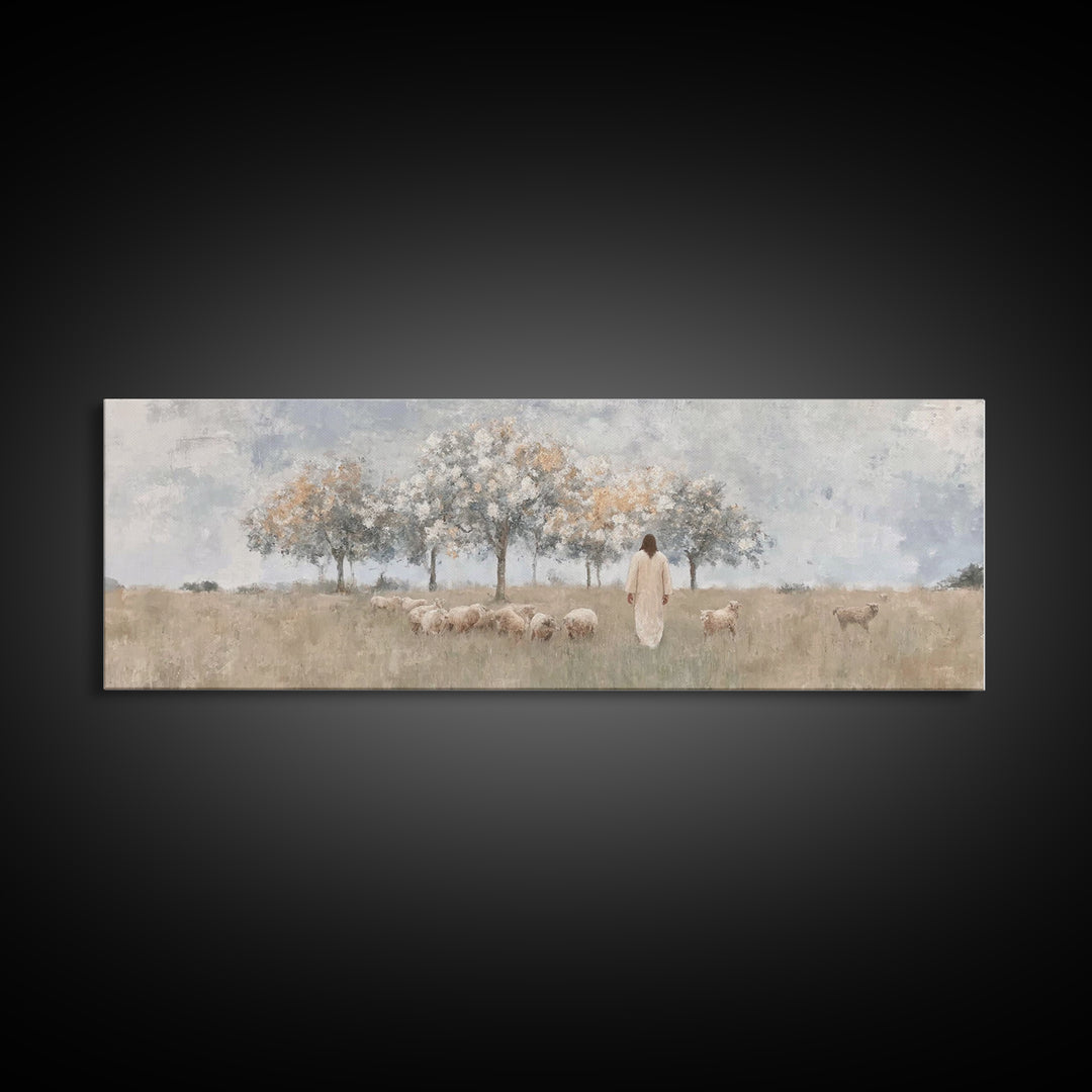 Orchard Of Mercy | Framed Canvas Print | Panoramic Painting | Christian Art Canvas | Christian Wall Art | Jesus Painting | Christmas Art