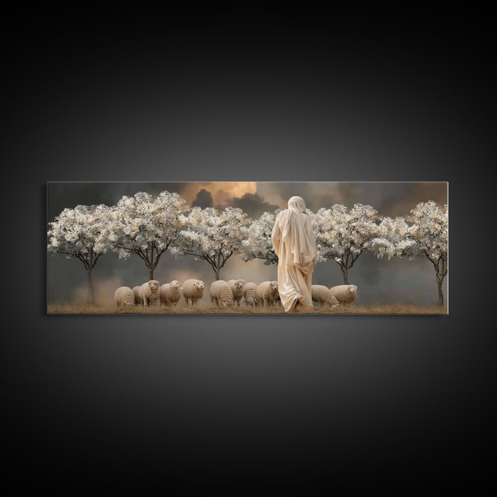 Twilight Orchard Calling | Framed Canvas Print | Panoramic Print | Christian Art Canvas | Christian Wall Art | Jesus Painting | Christmas A