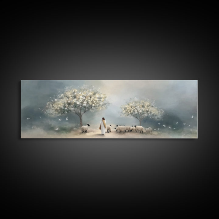 Blossoms Of Grace – Framed Canvas Print – Christian Art Canvas – Jesus Christmas Art – Panoramic Wall Art – Christian Wall Art – Christmas
