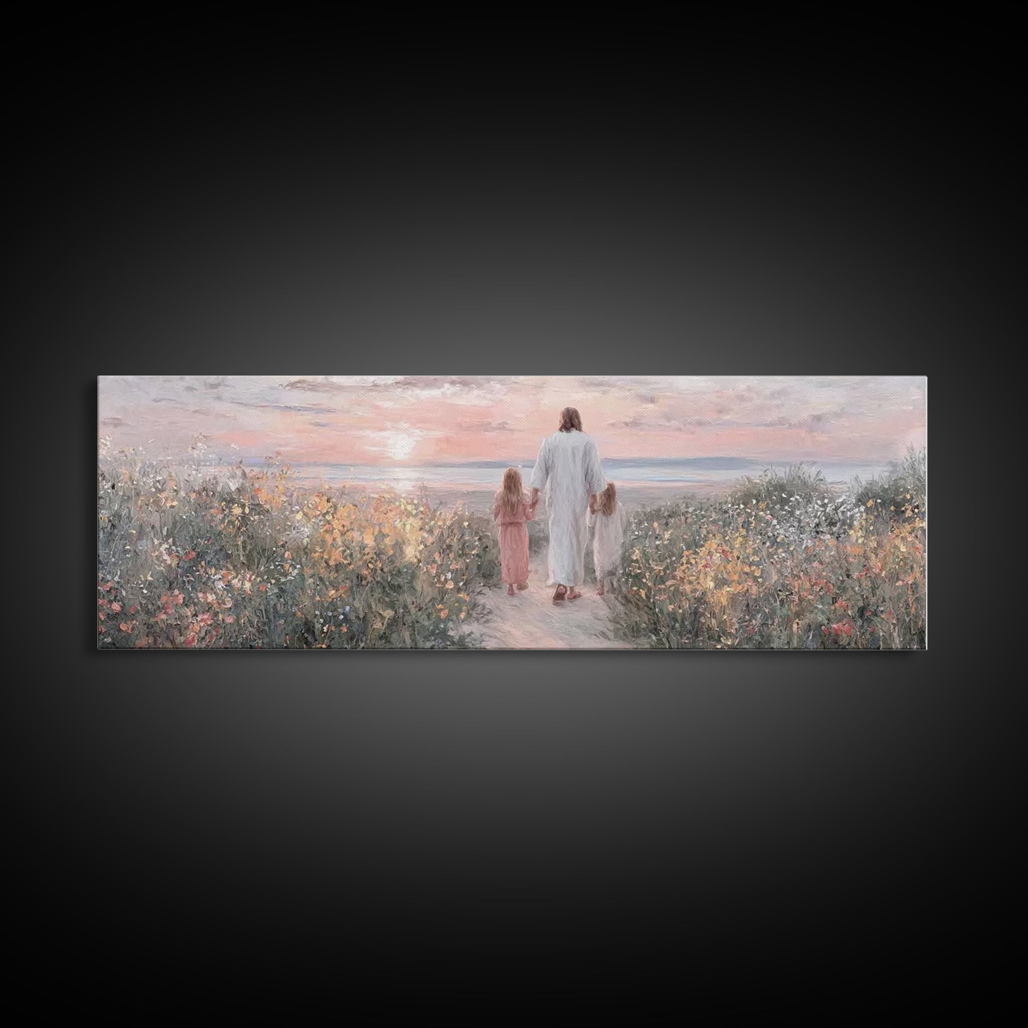 Walk In The Light – Framed Canvas Print – Panoramic Print – Jesus Painting – Christian Art Canvas – Christian Wall Art – Christian Gift Ide