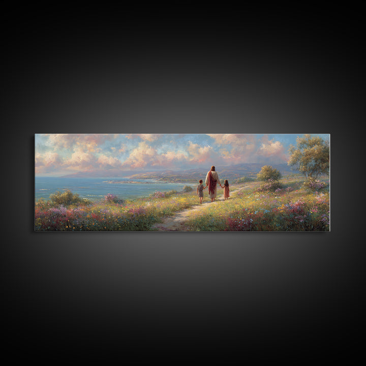 Guided By Grace, Framed Canvas Print, Panoramic Art, Jesus Painting Canvas, Christian Wall Art, Christian Art, Christian Gift Ideas