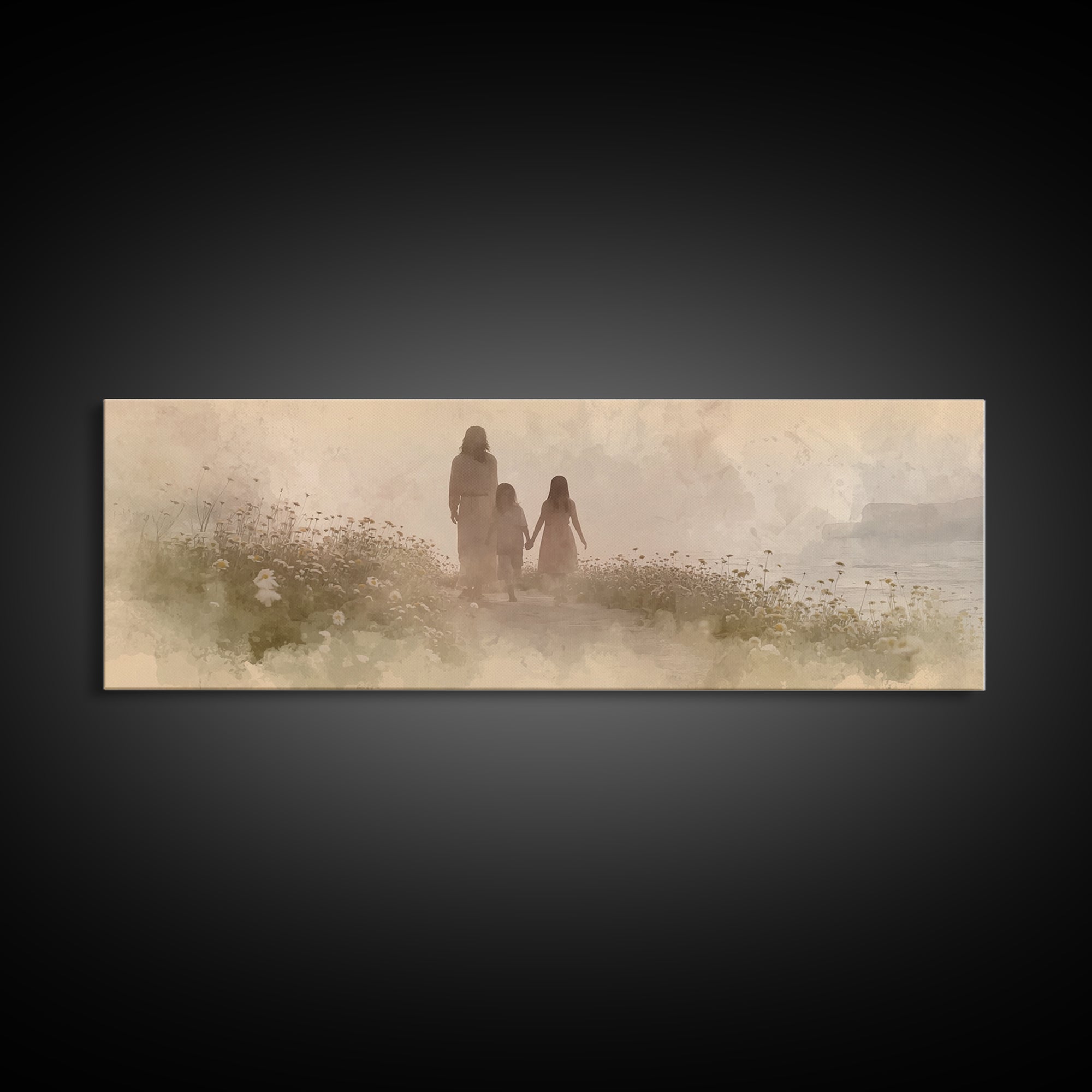 Ocean Ridge Blessing | Framed Canvas Print | Panoramic Painting | Christian Art Canvas | Jesus Painting | Christian Wall Art | Christian De