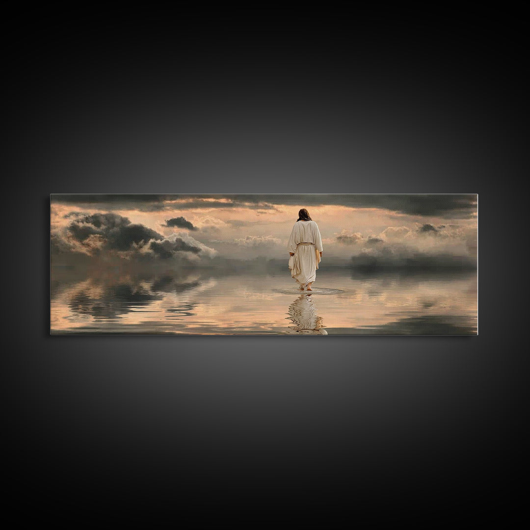 Silent Redeemer | Framed Canvas Print | Panoramic Painting | Christian Wall Art | Jesus Canvas Art | Christian Art Print | Christian Decor