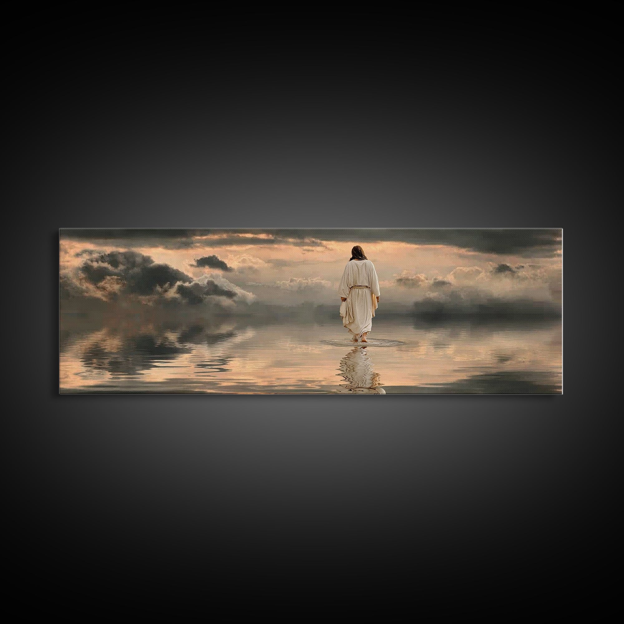 Silent Redeemer | Framed Canvas Print | Panoramic Painting | Christian Wall Art | Jesus Canvas Art | Christian Art Print | Christian Decor