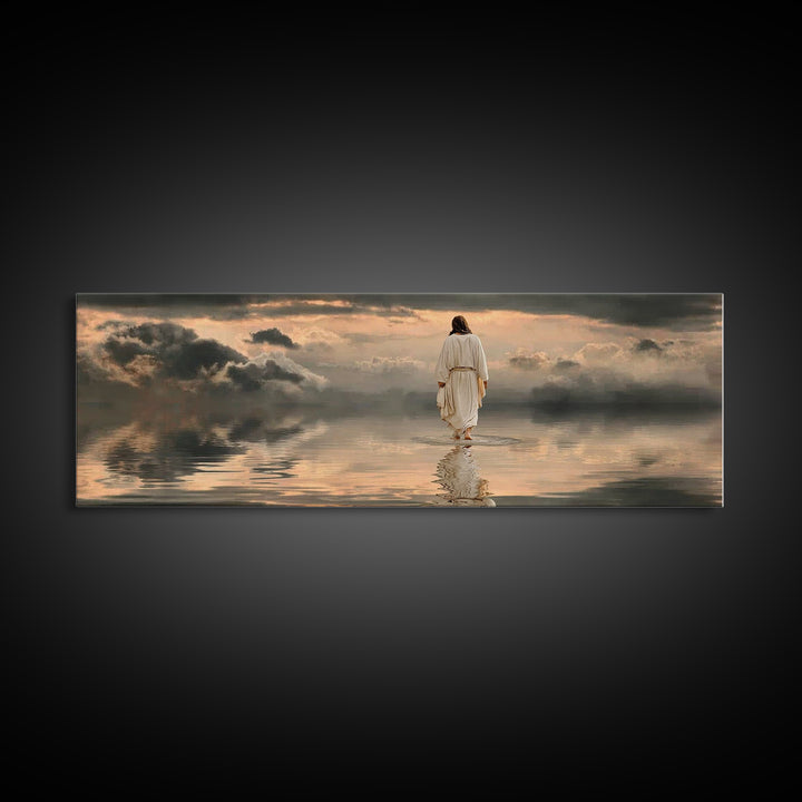 Silent Redeemer | Framed Canvas Print | Panoramic Painting | Christian Wall Art | Jesus Canvas Art | Christian Art Print | Christian Decor