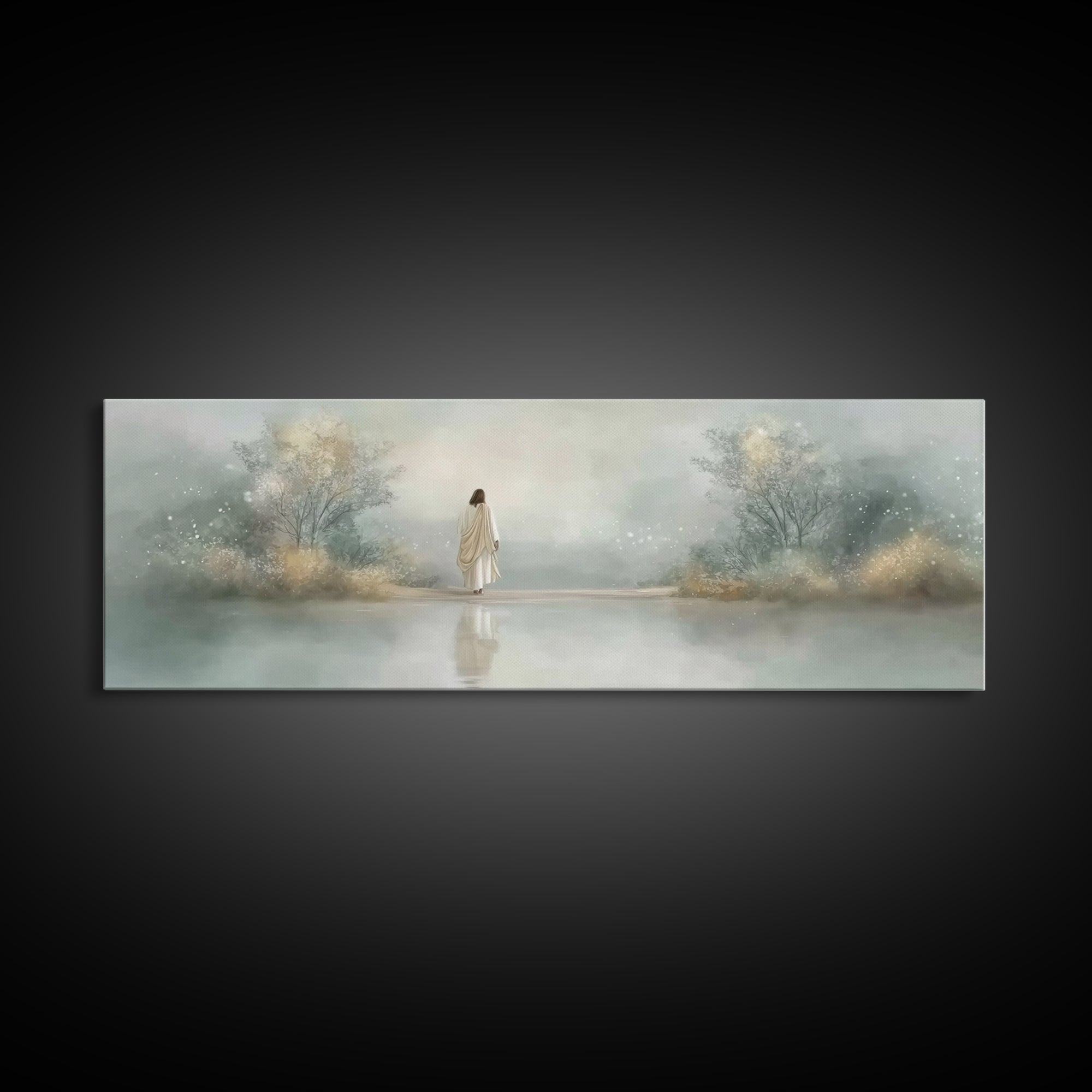 Sacred Horizon, Framed Canvas Print, Panoramic Wall Art, Christian Painting, Jesus Art Print, Christian Decor, Christian Gift Ideas