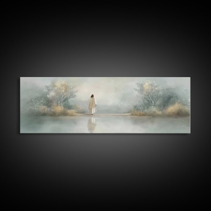 Sacred Horizon, Framed Canvas Print, Panoramic Wall Art, Christian Painting, Jesus Art Print, Christian Decor, Christian Gift Ideas
