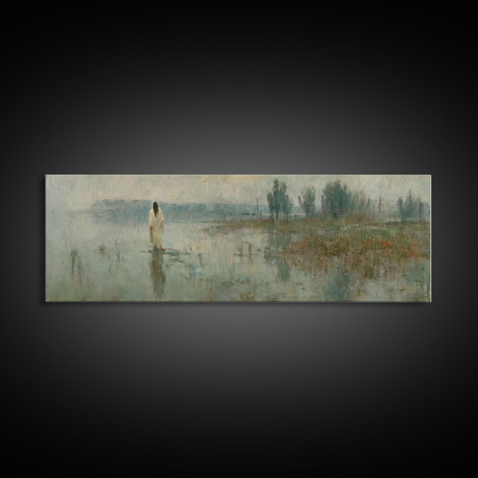 Divine Reflection – Framed Canvas Print – Extra Wide Art – Christian Art Print – Jesus Canvas Art – Christian Gift – Christmas Wall Art