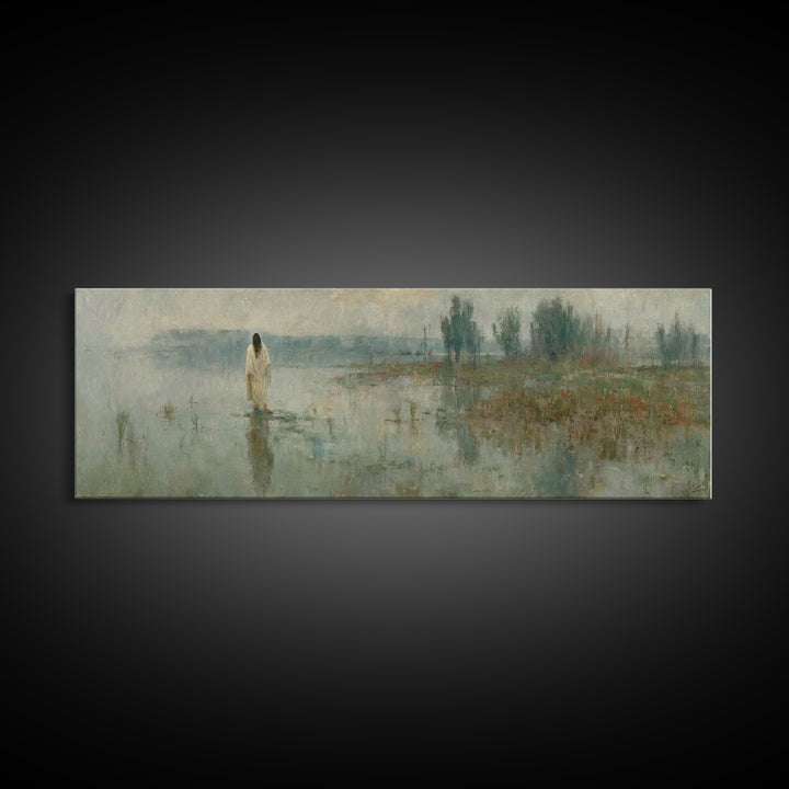 Divine Reflection – Framed Canvas Print – Extra Wide Art – Christian Art Print – Jesus Canvas Art – Christian Gift – Christmas Wall Art